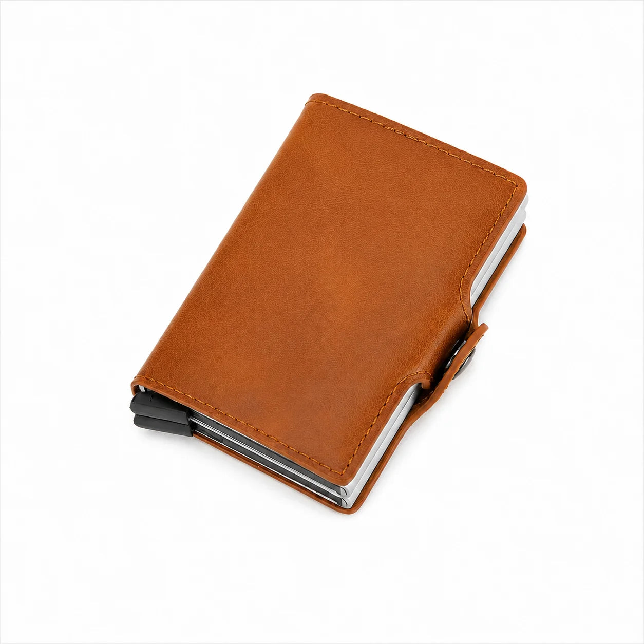Men’s Aluminum Bifold Wallet - RFID Card Case with Cash Pocket - Brown