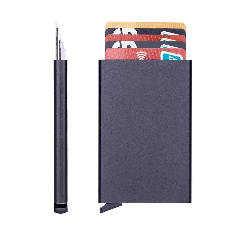 Men’s Aluminum Card Holder - Slim 5-Card RFID Case - Black