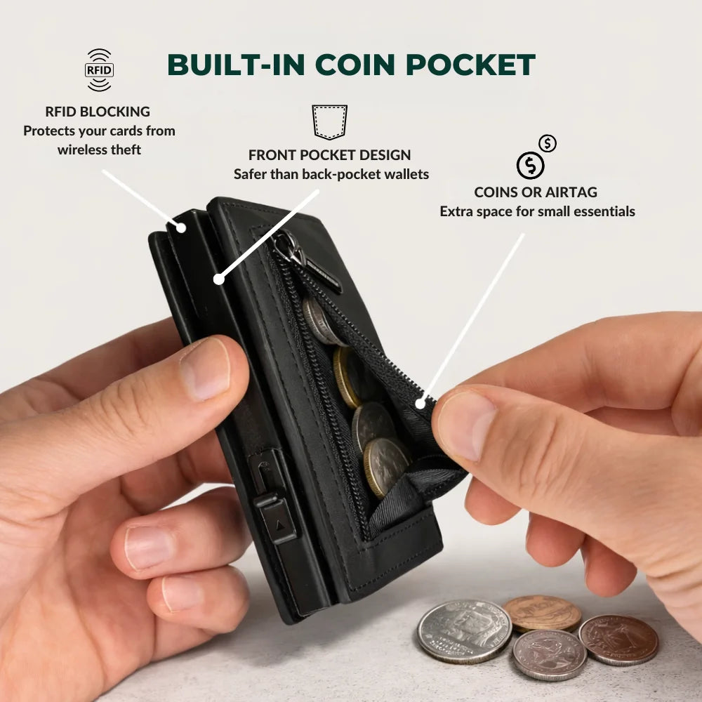 Men’s Aluminum Card Holder Wallet – Slim RFID Front Pocket Wallet