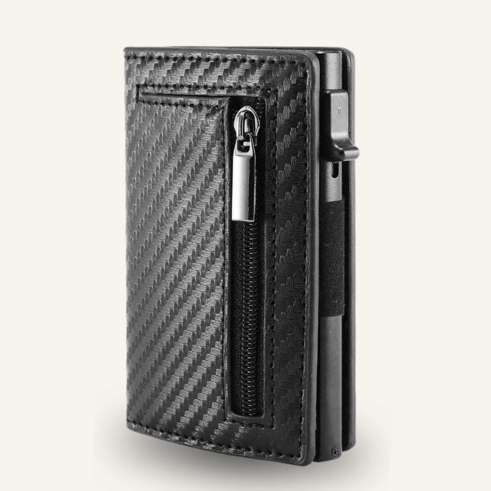 Men’s Aluminum Card Holder Wallet – Slim RFID Front Pocket Wallet - Carbon Fiber