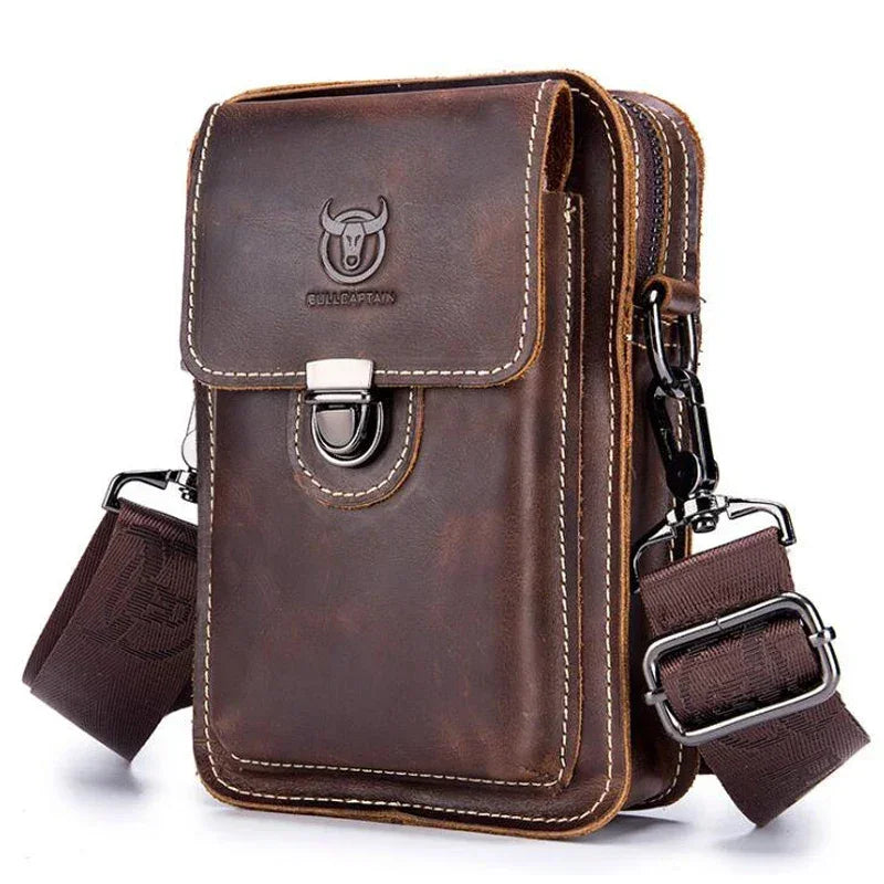 Men’s Belt Pouch - Detachable Strap & Mini Pouch - Brown