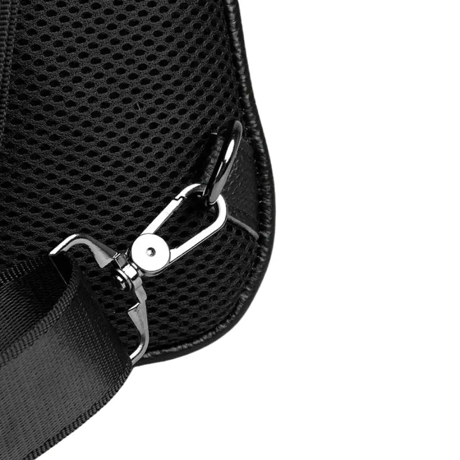 Men’s Black Grained Leather Sling Bag – Minimalist Secure Design