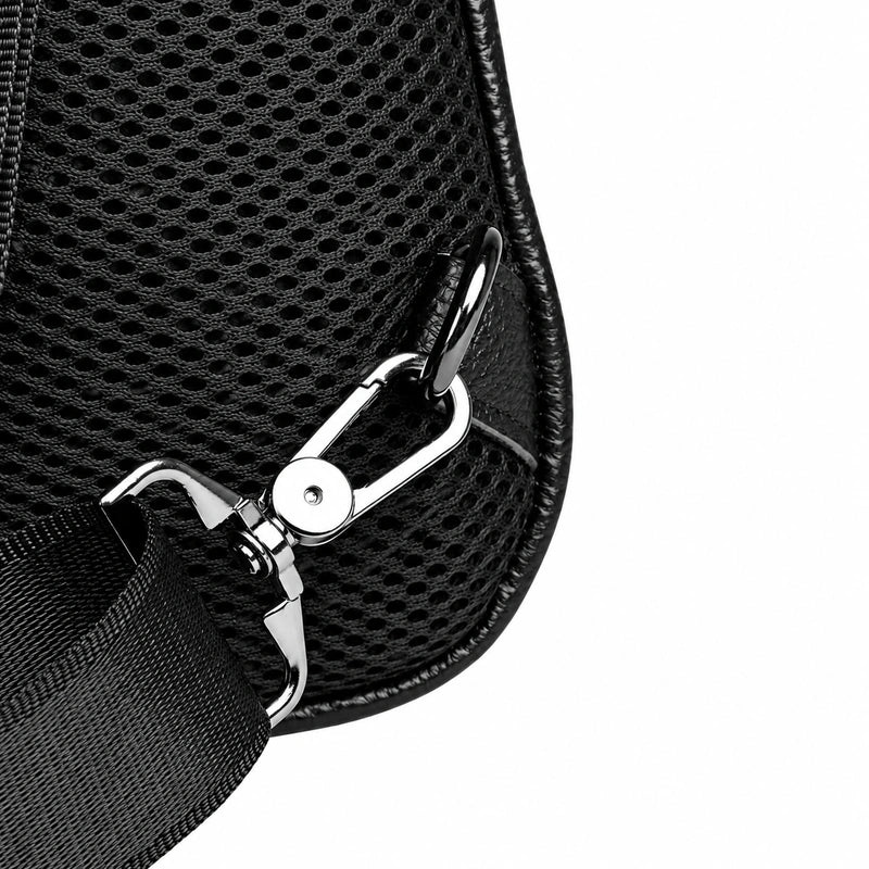 Men’s Black Grained Leather Sling Bag – Minimalist Secure Design