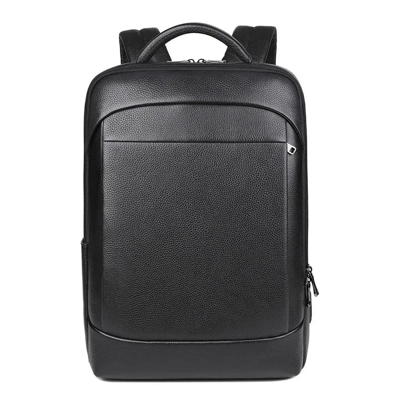 Men’s Black Leather Laptop Backpack – Professional Work Bag 15.6’’