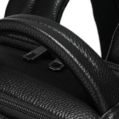 Men’s Black Leather Laptop Backpack – Professional Work Bag 15.6’’