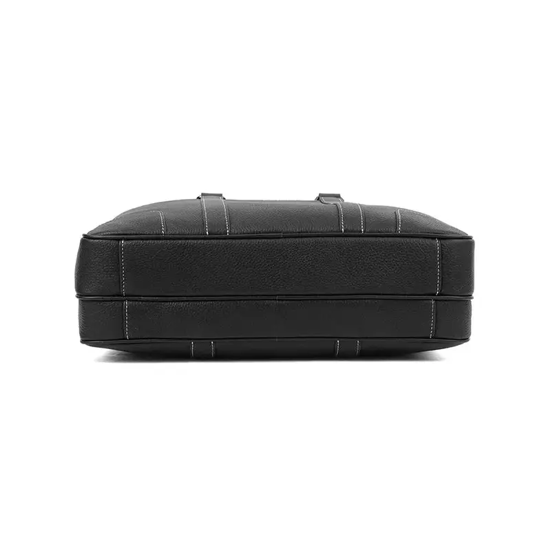 Men’s Black Leather Laptop Briefcase – 14 Inch Slim Business Bag