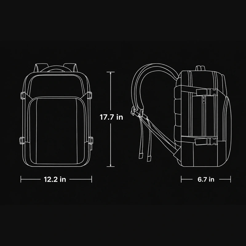 Men’s Black Weekend Backpack - Water-Resistant 25L Laptop Carry