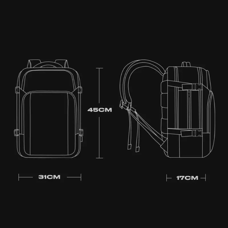 Men’s Black Weekend Bag – Waterproof 25L Laptop Carry