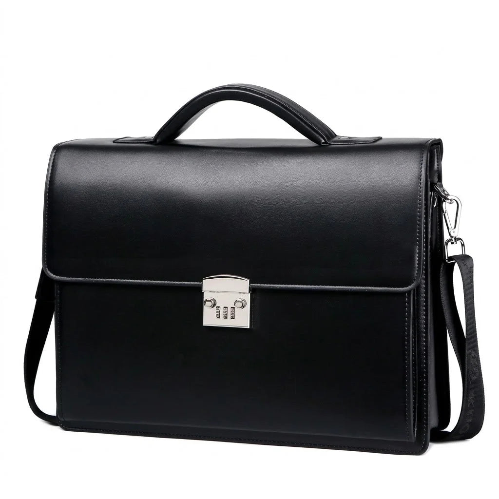 Men’s Briefcase - Combination Lock 16’’ Laptop Bag - Black
