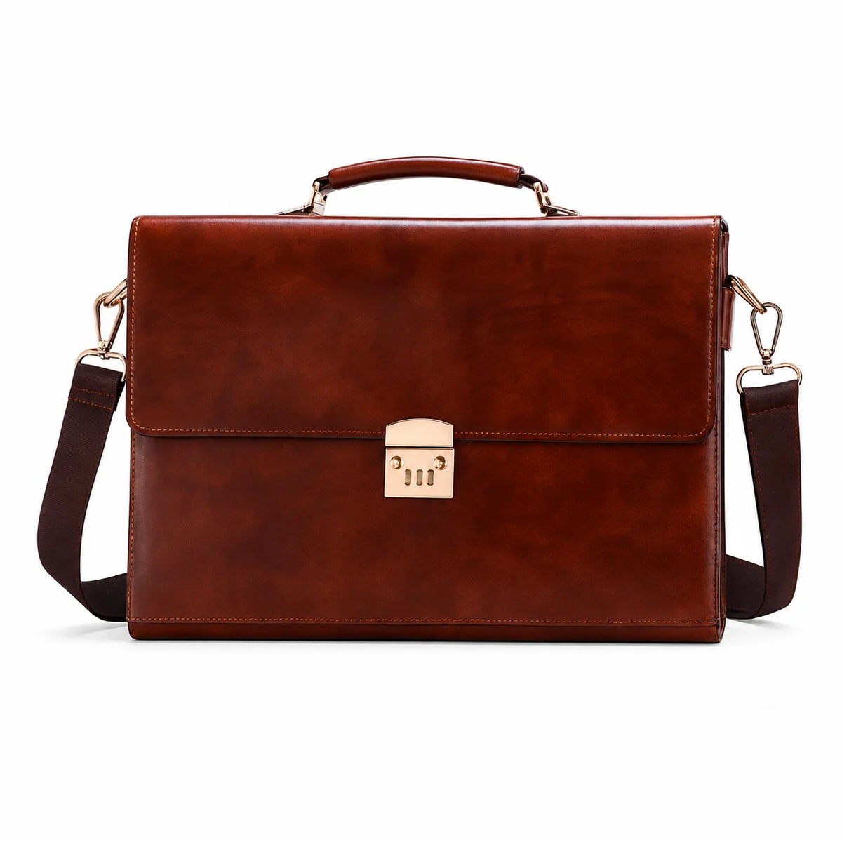 Men’s Briefcase - Combination Lock 16’’ Laptop Bag - Brown