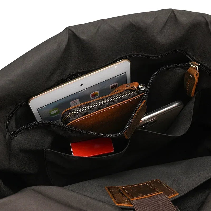Men’s Brown Full Grain Leather Backpack – Flap Closure