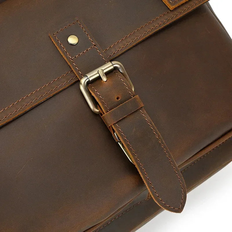Men’s Brown Full Grain Leather Backpack – Flap Closure