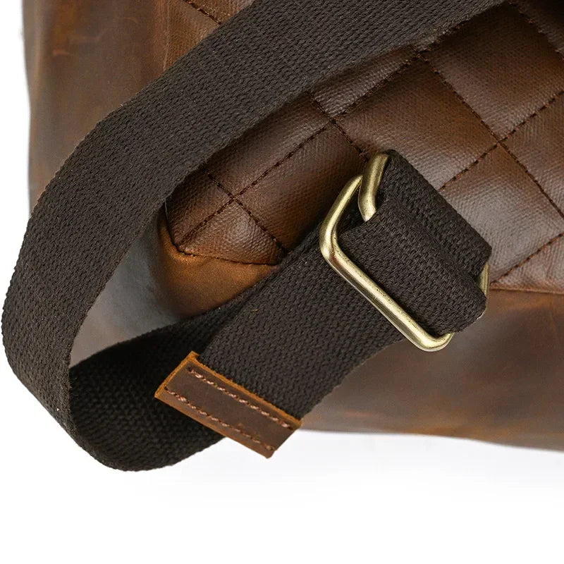 Men’s Brown Full Grain Leather Backpack – Flap Closure