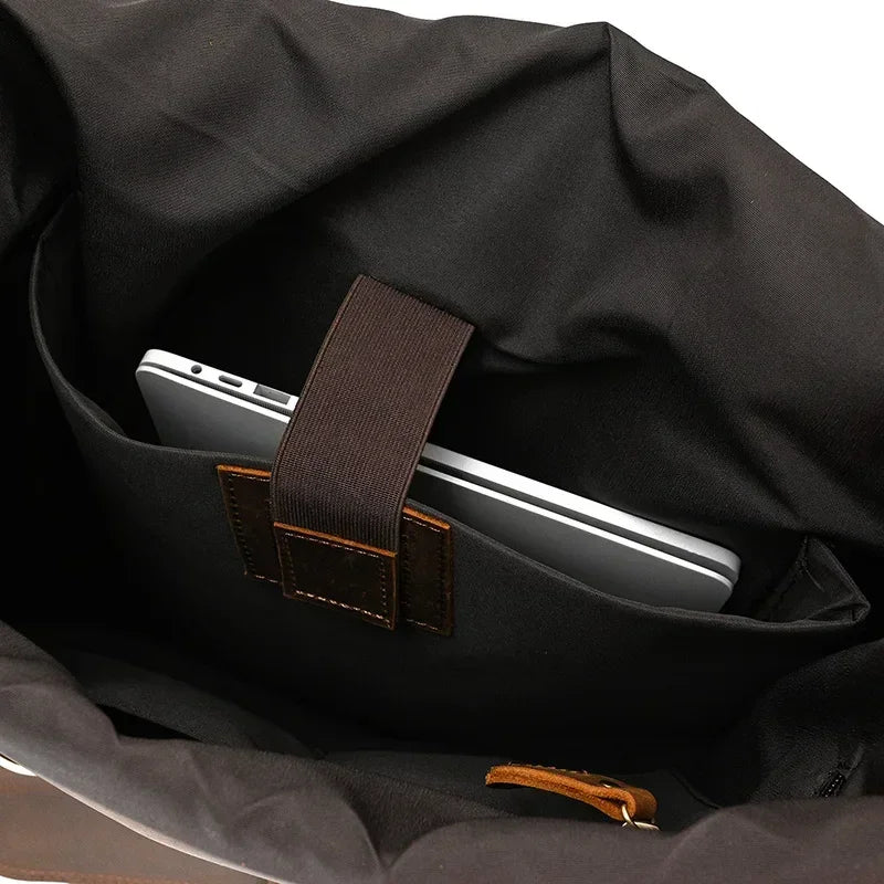 Men’s Brown Full Grain Leather Backpack – Flap Closure