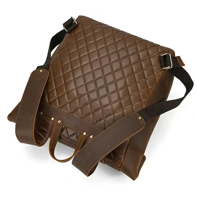 Men’s Brown Full Grain Leather Backpack – Flap Closure