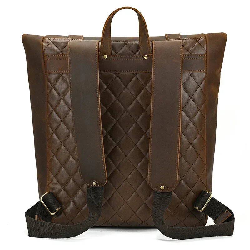 Men’s Brown Full Grain Leather Backpack – Flap Closure