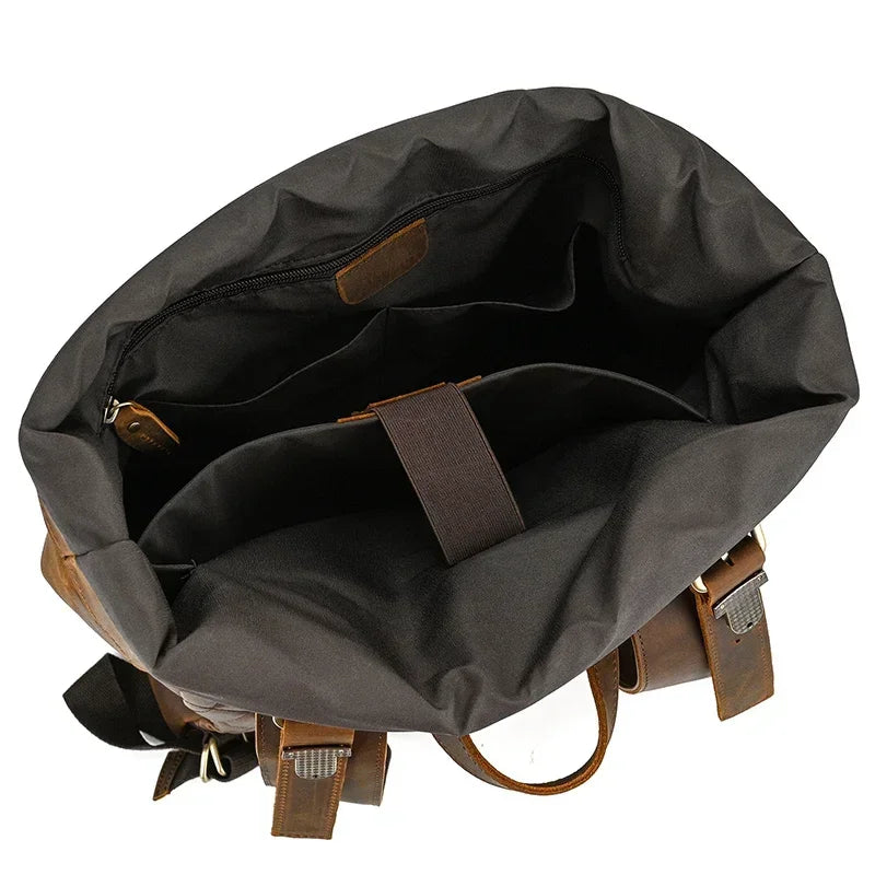 Men’s Brown Full Grain Leather Backpack – Flap Closure