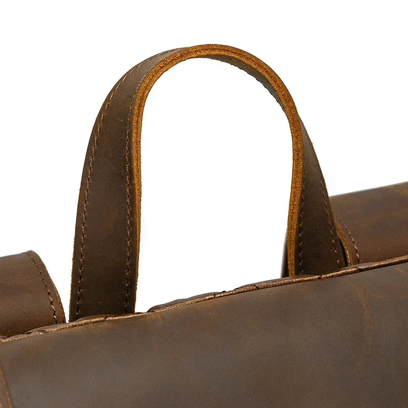 Men’s Brown Full Grain Leather Backpack – Flap Closure