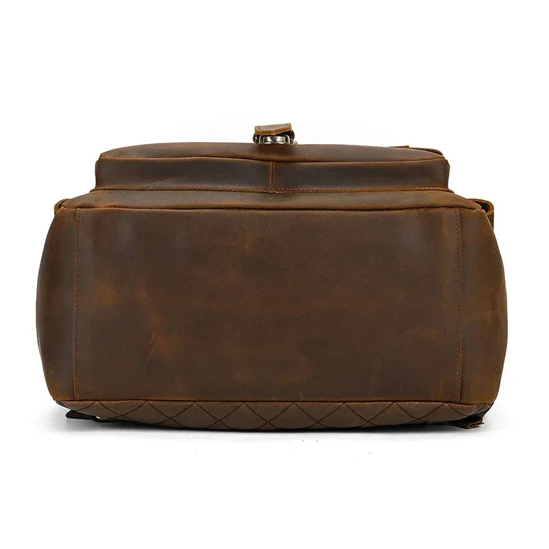 Men’s Brown Full Grain Leather Backpack – Flap Closure