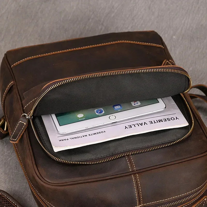 Men’s Brown Leather Backpack – Elegant and Refined Everyday Carry
