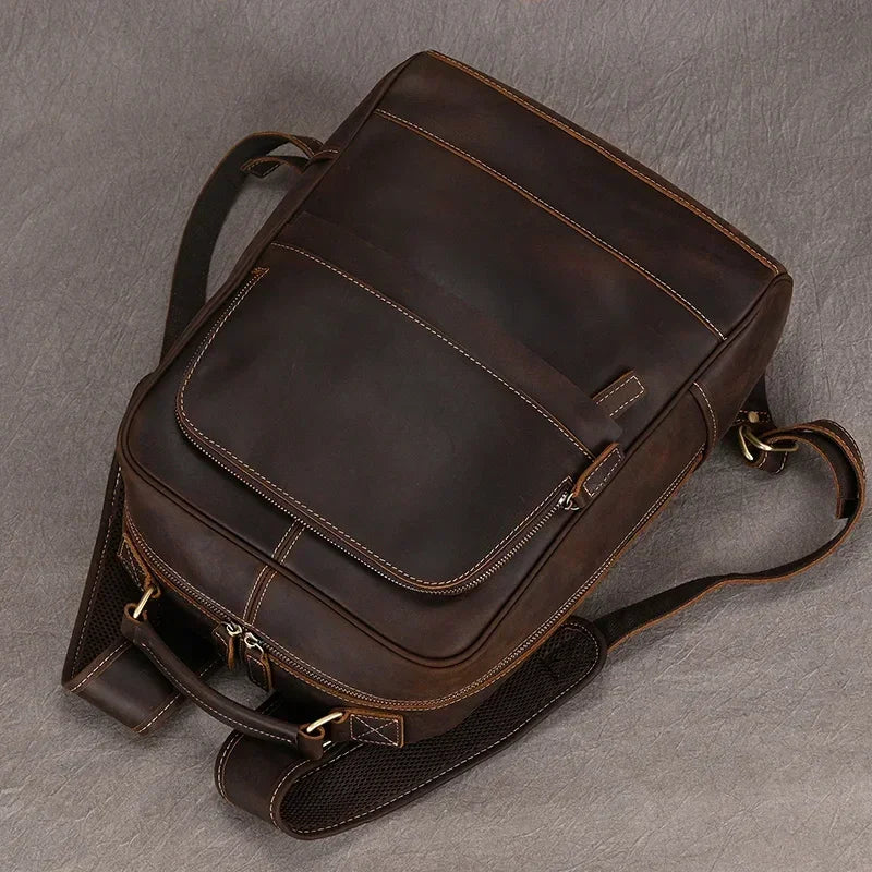 Men’s Brown Leather Backpack – Elegant and Refined Everyday Carry