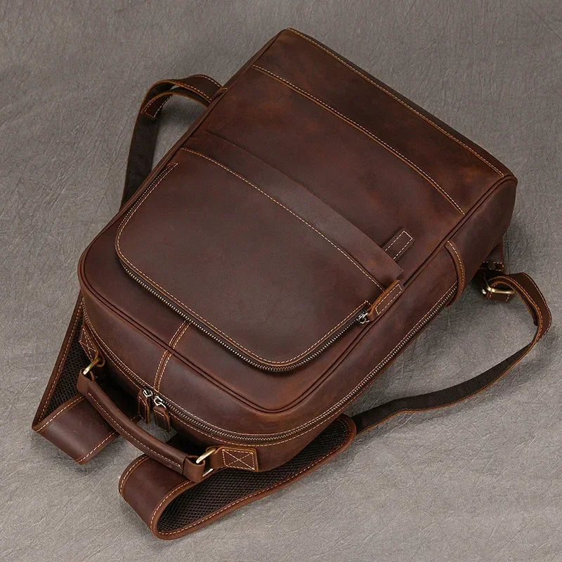 Men’s Brown Leather Backpack – Elegant and Refined Everyday Carry
