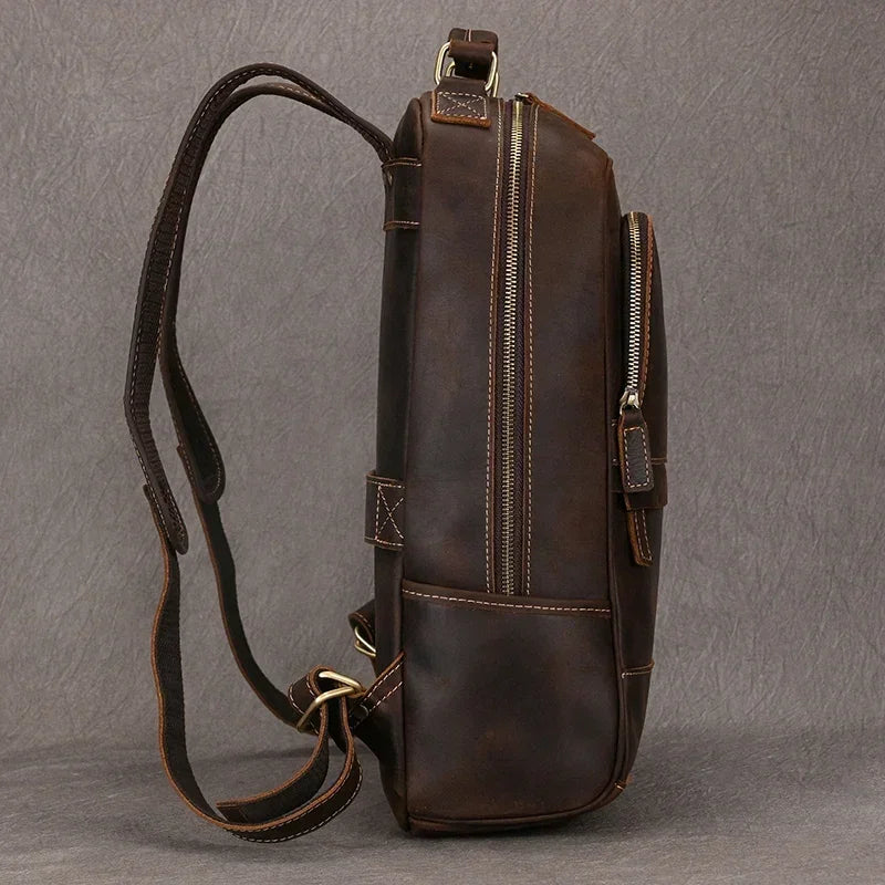 Men’s Brown Leather Backpack – Elegant and Refined Everyday Carry