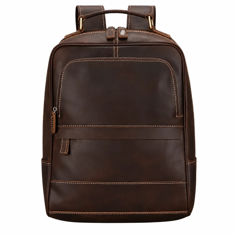 Men’s Brown Leather Backpack – Elegant and Refined Everyday Carry - Dark brown