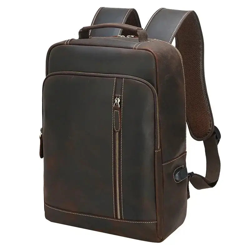 Brown Leather Backpack – Slim Backpack with Luggage Sleeve Brown Leather Backpack – Slim Backpack with Luggage Sleeve