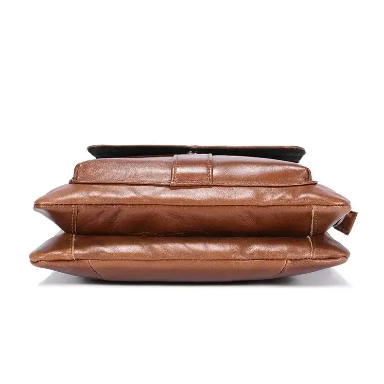 Men’s Brown Leather Crossbody Bag – Multi-Compartment Shoulder Bag