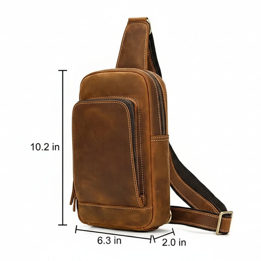Men’s Brown Leather Sling Bag – Small Vintage Carry