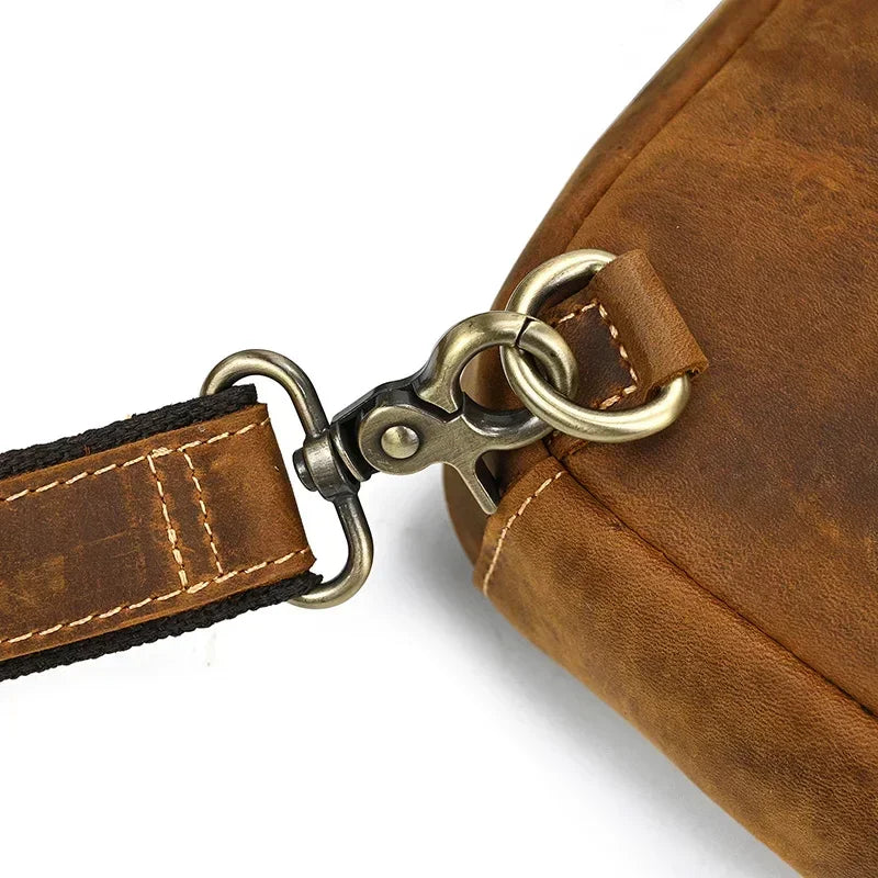Men’s Brown Leather Sling Bag – Small Vintage Carry