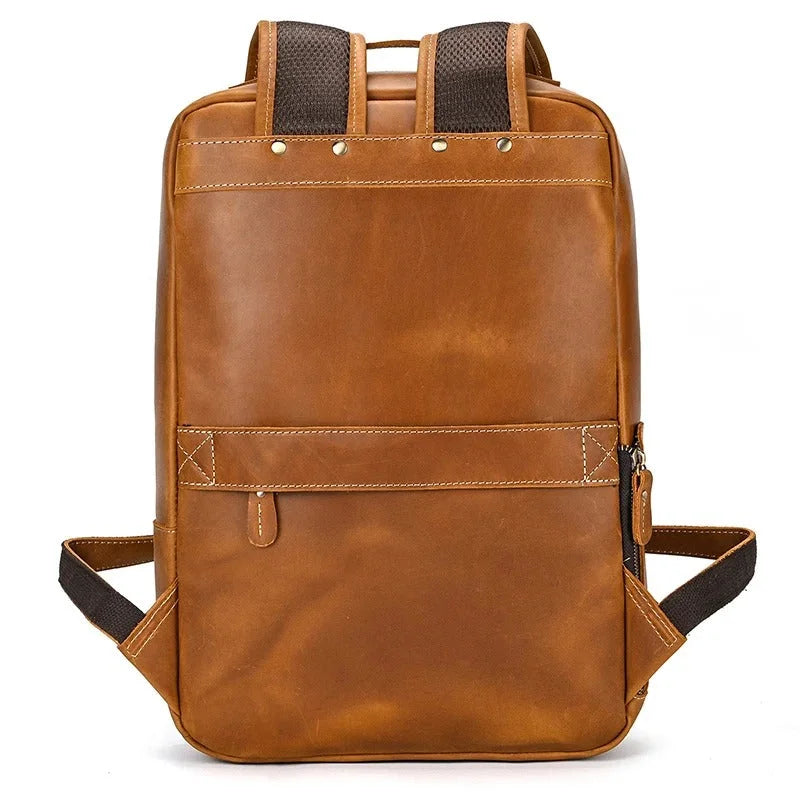 Men’s Brown Vintage Leather Backpack – Slim Everyday Carry