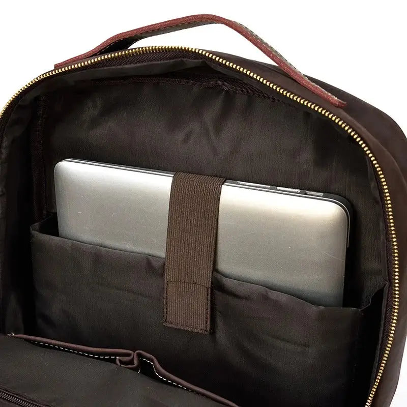 Men’s Brown Vintage Leather Backpack – Slim Everyday Carry