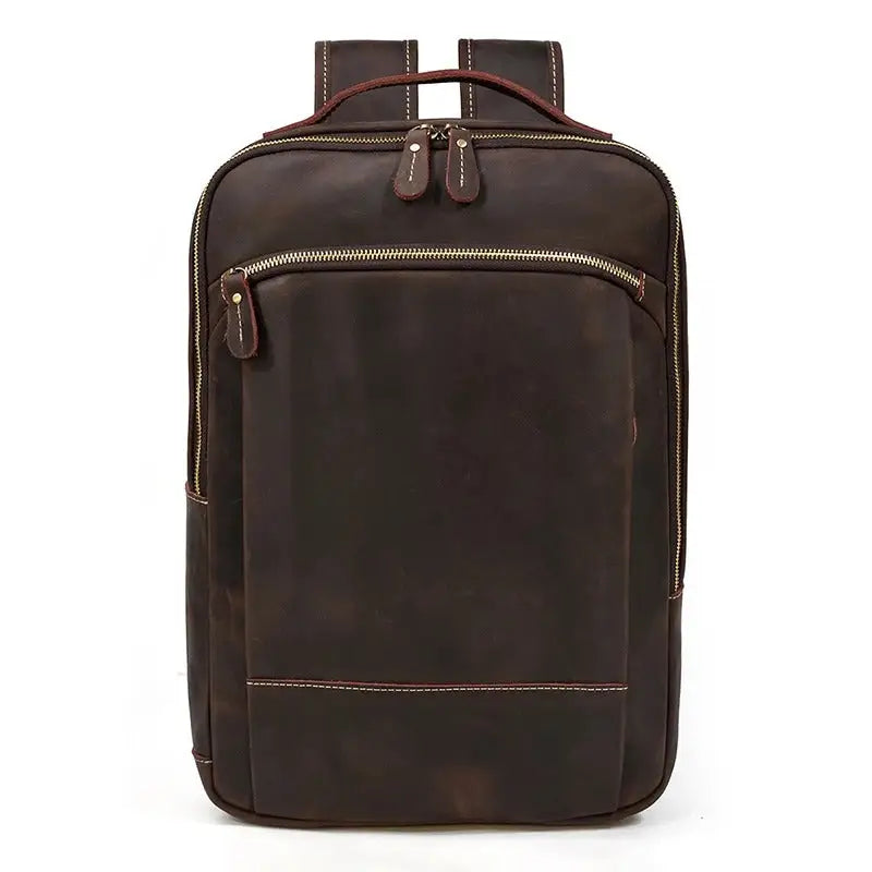 Men’s Brown Vintage Leather Backpack – Slim Everyday Carry