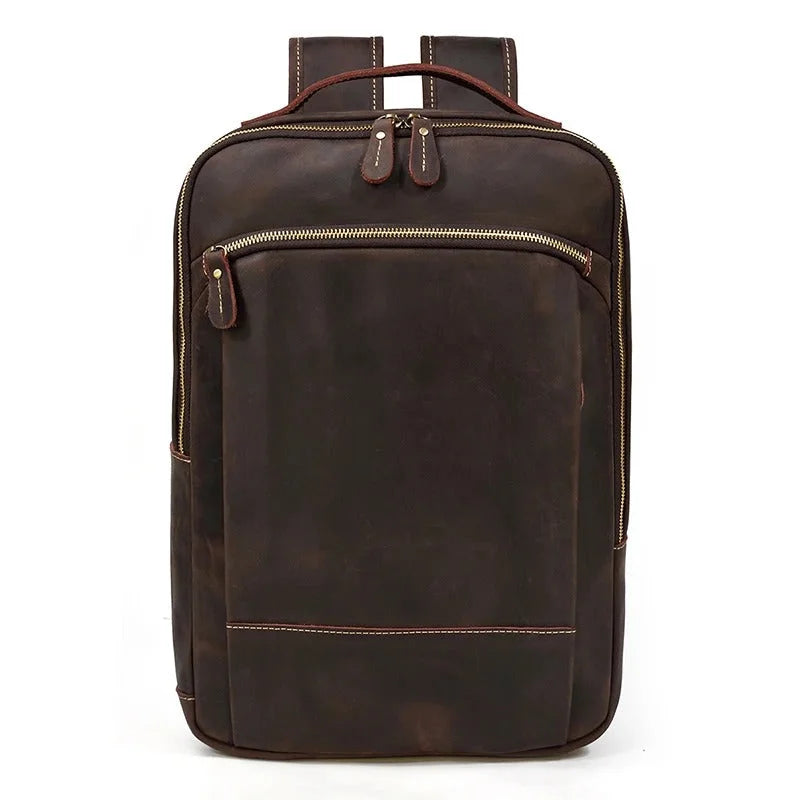 Men’s Brown Vintage Leather Backpack – Slim Everyday Carry