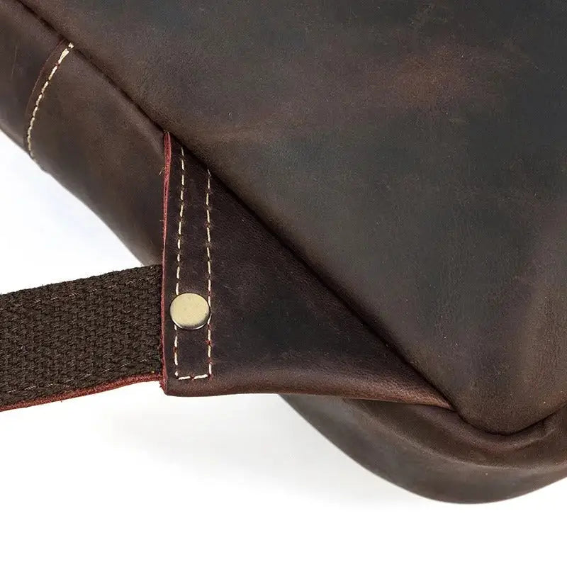 Men’s Brown Vintage Leather Backpack – Slim Everyday Carry
