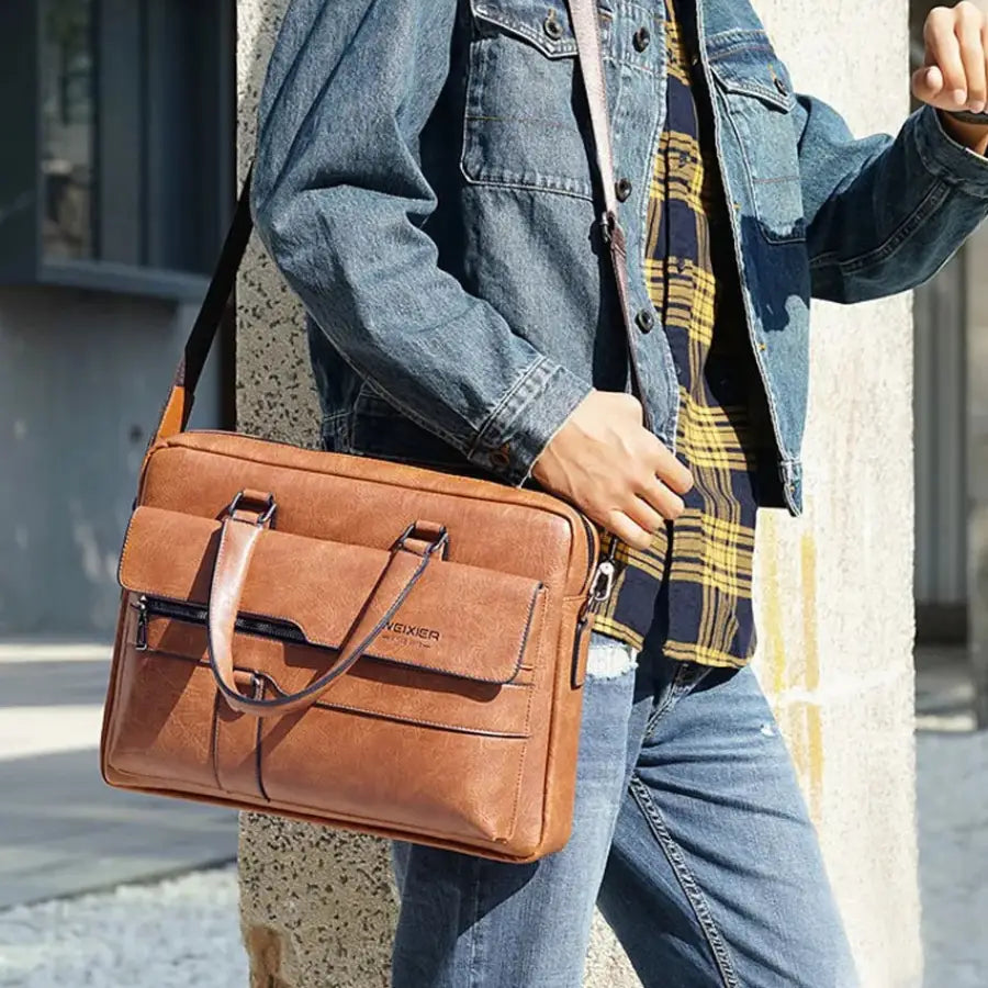 Men’s Business Briefcase – 14 Inch Multi-Compartment Work Bag