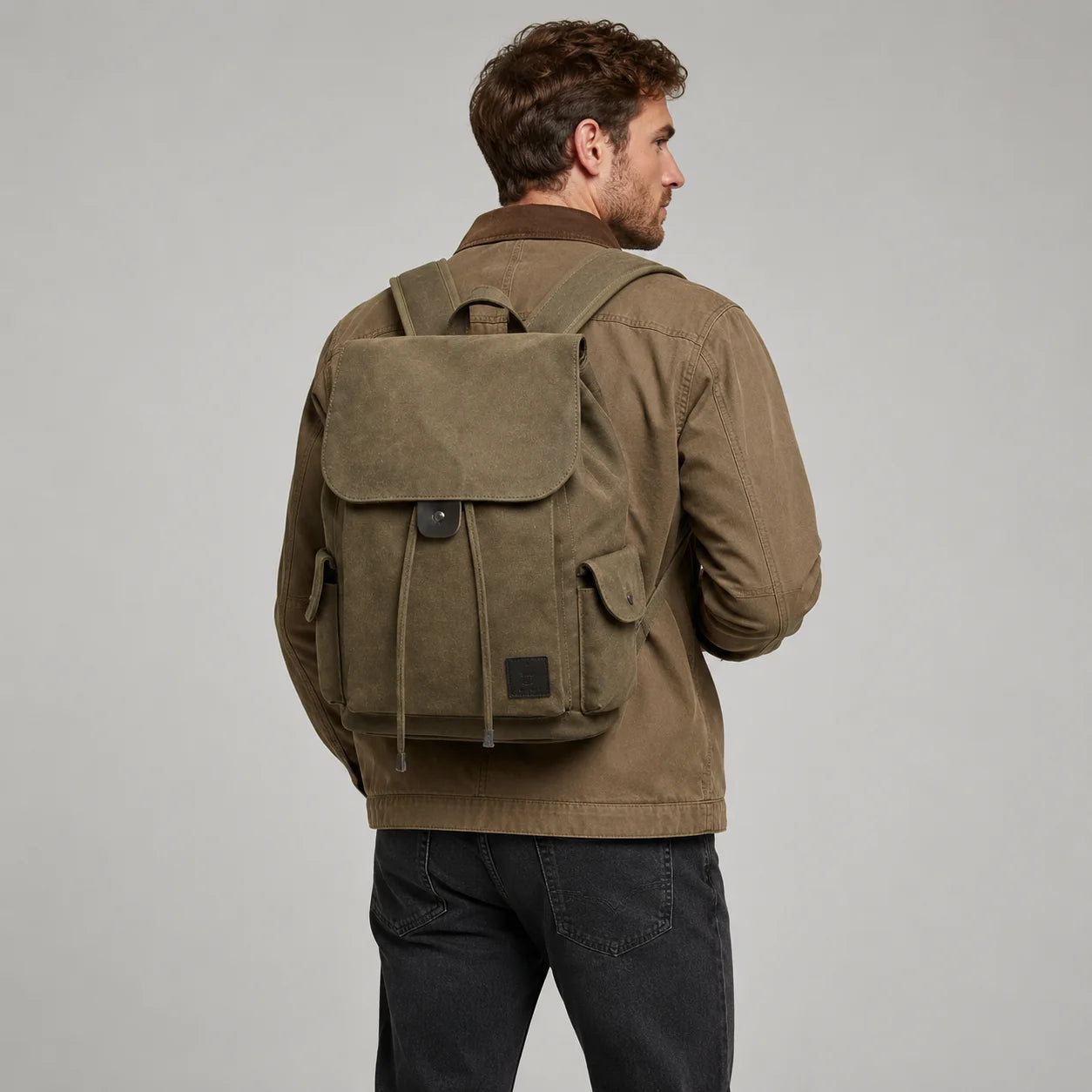 Men’s Canvas Backpack - 18L Vintage Flap-Top Daypack