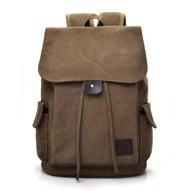 Men’s Canvas Backpack - 18L Vintage Flap-Top Daypack - Brown