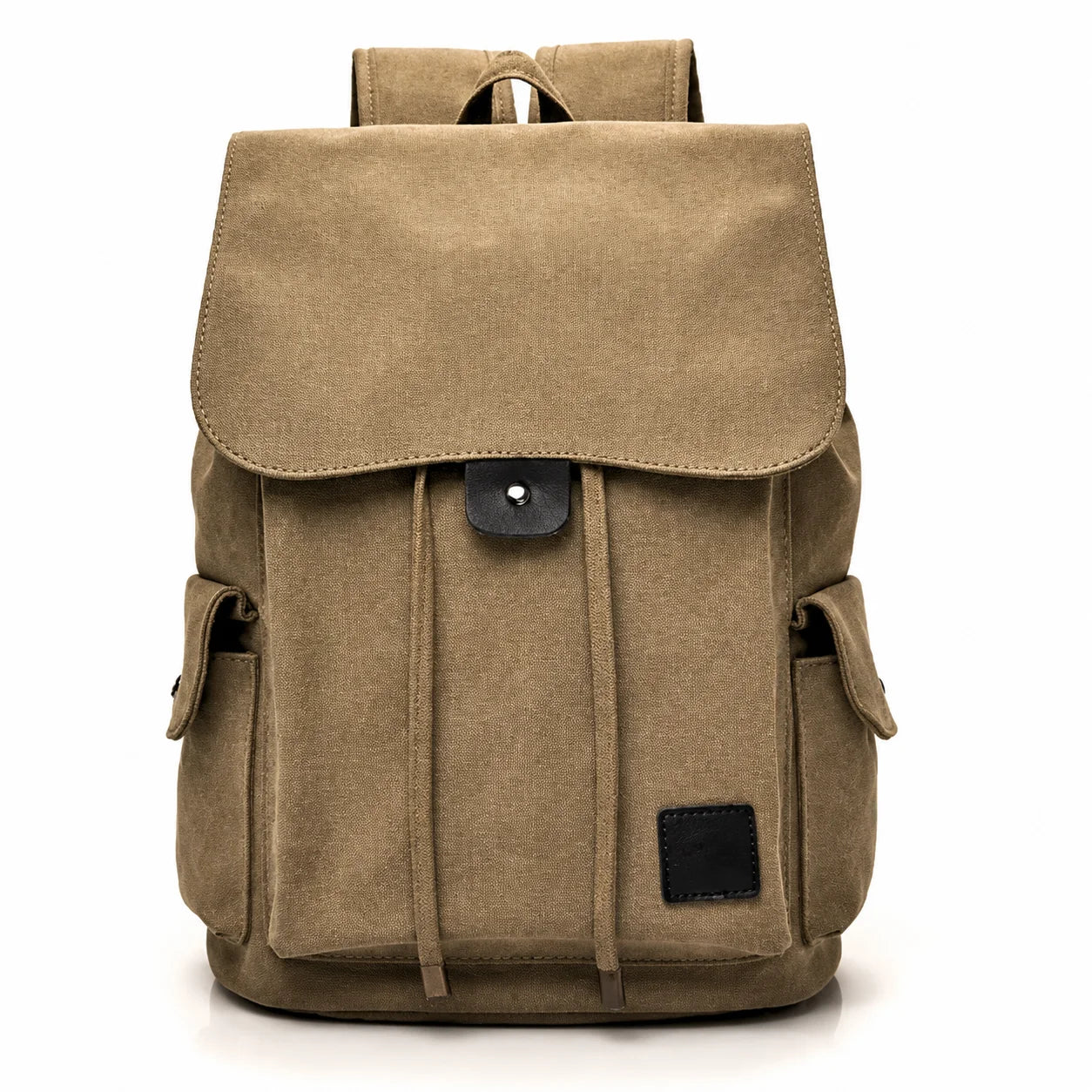 Men’s Canvas Backpack - 18L Vintage Flap-Top Daypack - Khaki