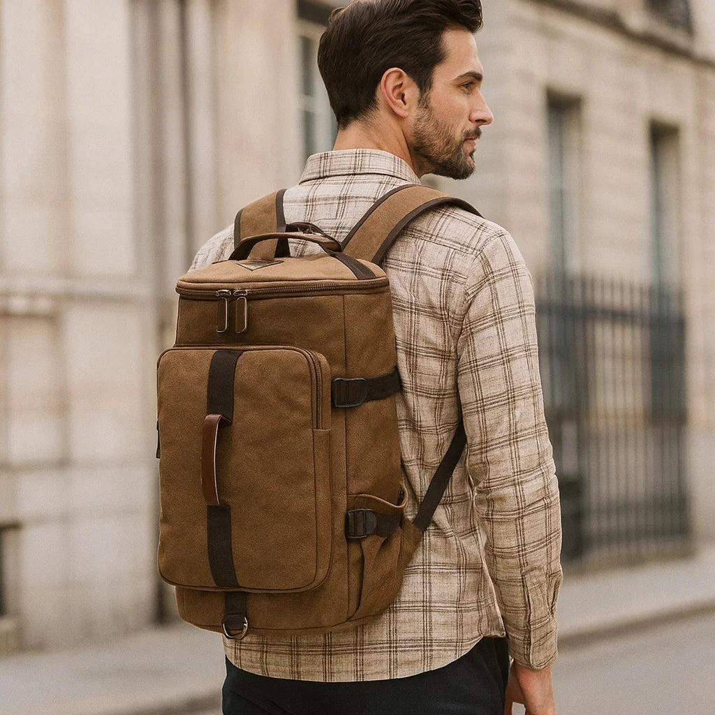 Men’s Canvas Backpack - Convertible 2-Way Carry Bag