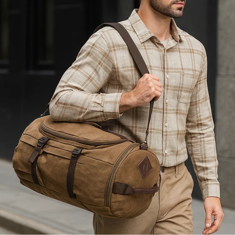 Men’s Canvas Backpack - Convertible 2-Way Carry Bag