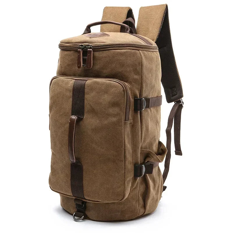 Men’s Canvas Backpack - Convertible 2-Way Carry Bag - Brown / M 10.2’’ x 9.4’’ x 15.7’’