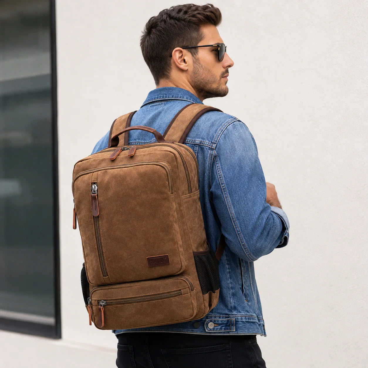 Men’s Canvas Backpack - Front Organizer Pocket Rucksack