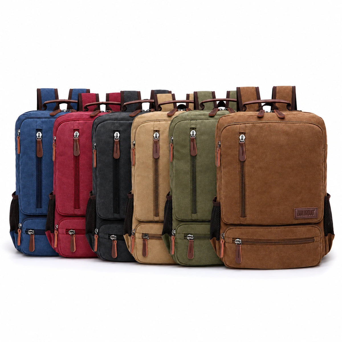 Men’s Canvas Backpack - Front Organizer Pocket Rucksack