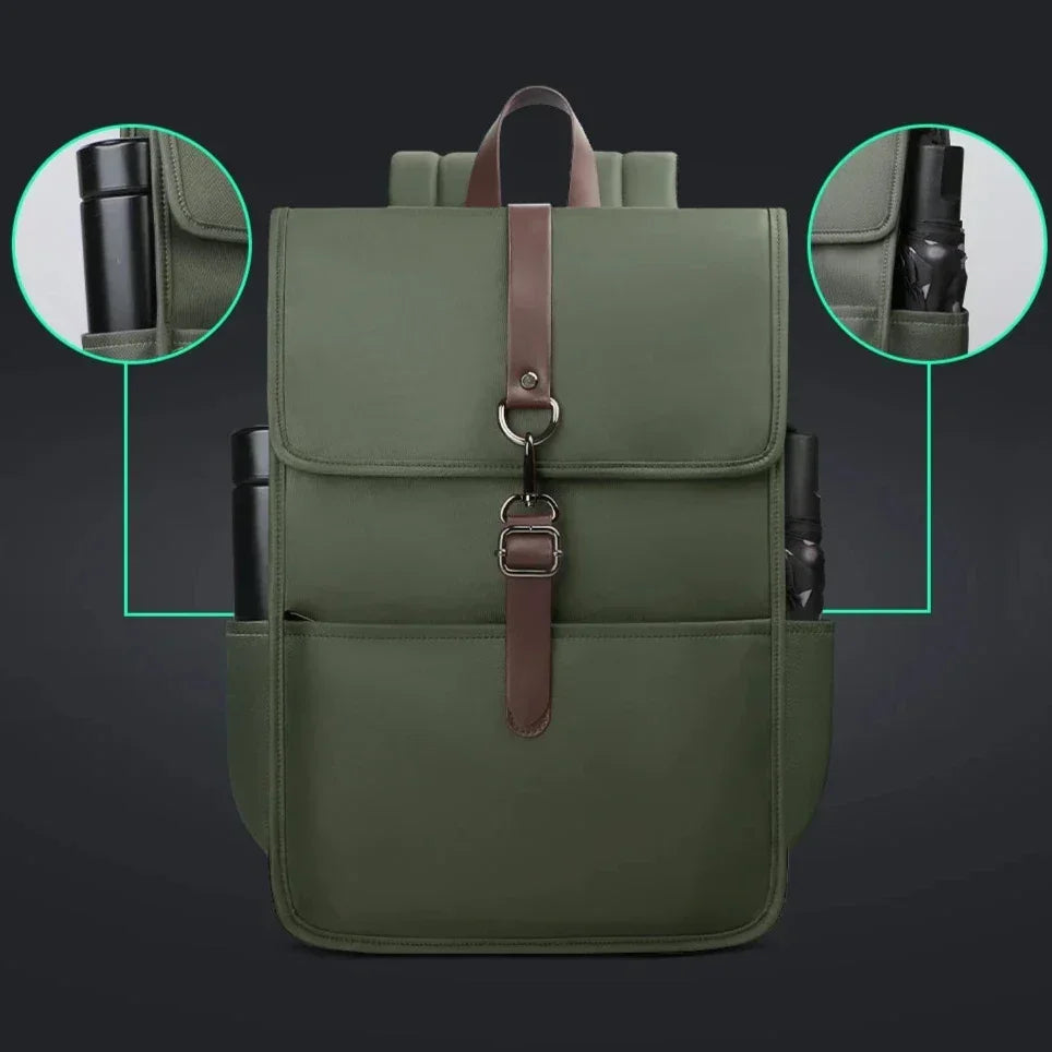 Men’s Canvas Backpack - USB Charging Port Laptop Bag