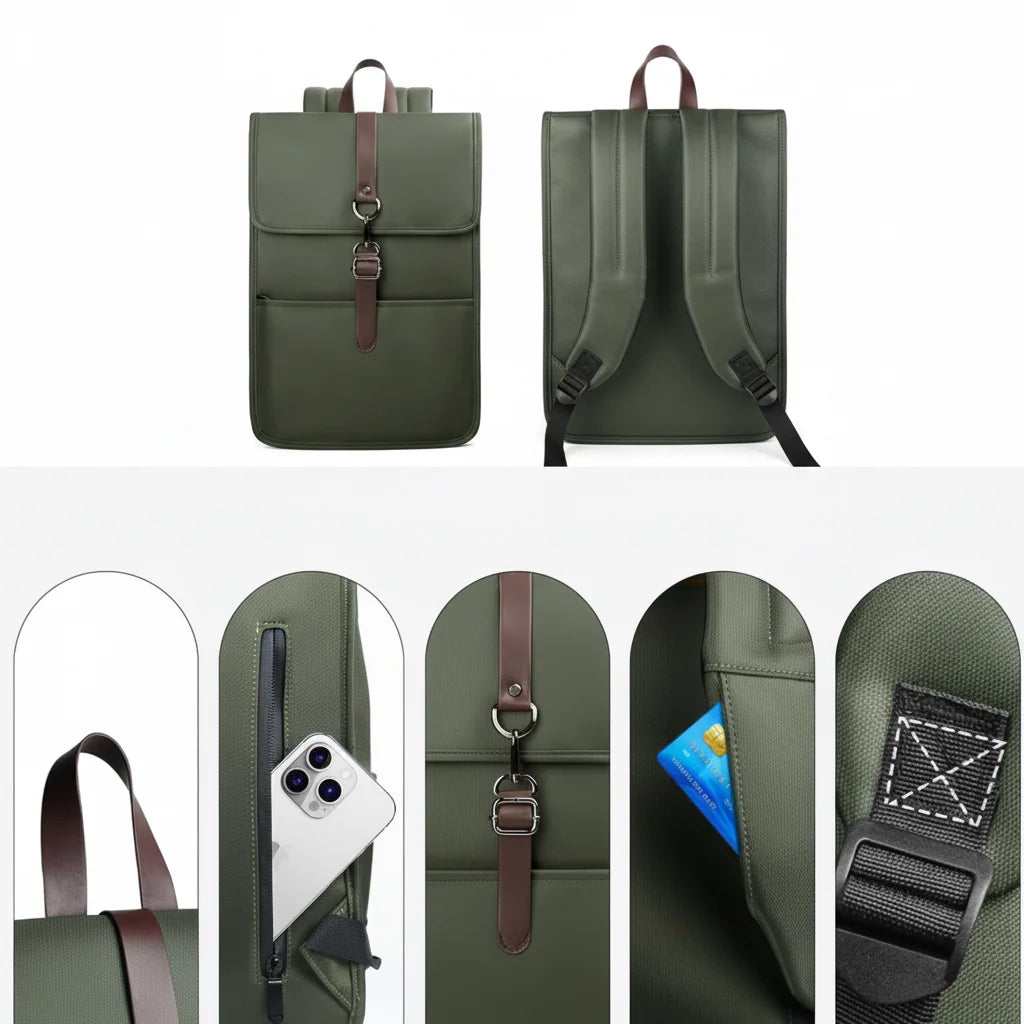 Men’s Canvas Backpack - USB Charging Port Laptop Bag
