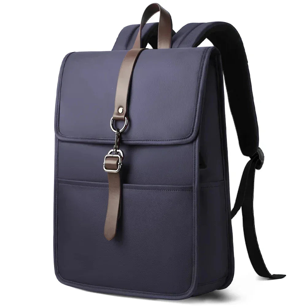 Men’s Canvas Backpack - USB Charging Port Laptop Bag - Navy