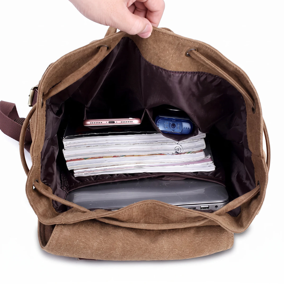 Men’s Canvas Backpack - Vintage Buckle Flap Rucksack
